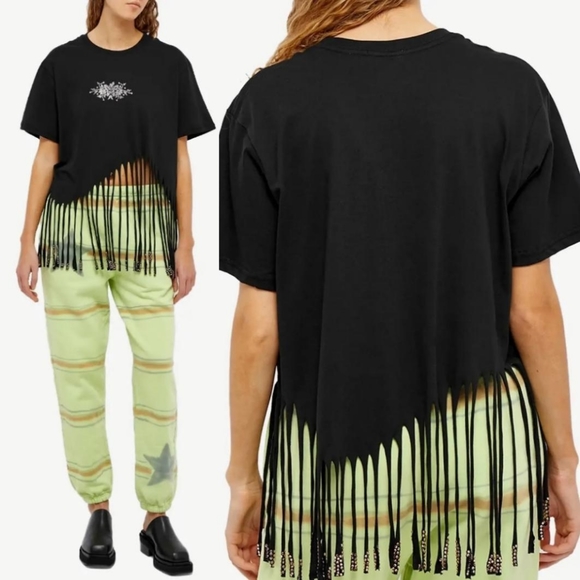 Collina Strada homecoming fringe embellished butterfly black & pink t-shirt - Picture 3 of 15